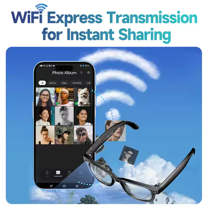 W610 Smart Glasses – 8MP 4K Camera | BT Call | AI Assistant | Wi-Fi Transfer | Audio Recording | IP65 Waterproof W610 Smart Glasses – 8MP 4K Camera | BT Call | AI Assistant | Wi-Fi Transfer | Audio Recording | IP65 Waterproof